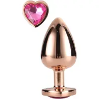 Dream Toys Amour Étincelant - Plug Aluminium avec Pierre en Cœur - M (Or Rose)