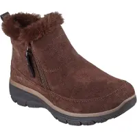 SKECHERS Relaxed Fit: Easy Going - Cool Zip! Enkellaarsjes Plat - Donkerbruin - Maat 37