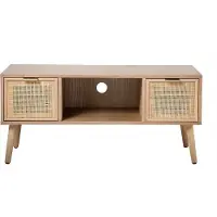 CALICOSY - Meuble TV 2 Tiroirs Façades Rotin L100 cm - MIYA