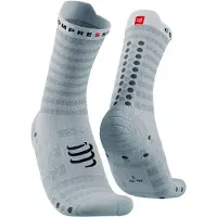 Compressport Chaussettes Pro Racing v4.0 Ultralight Run High Gris Blanc, Taille T1