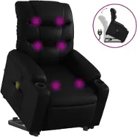 vidaXL Fauteuil de massage avec releveur Noir similicuir