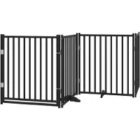 vidaXL Porte pour chien 4 pièces avec porte Pliable Noir 320 cm Sapin massif