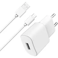 Wow Kit Chargeur USB A 2.4A FastCharge + Câble USB A / microUSB 1m Blanc