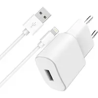 Wow Kit Chargeur USB A 2.4A FastCharge + Câble USB A / Lightning 1m Blanc
