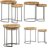 vidaXL Ensemble de 2 tables basses en bois massif de manguier et acier - Table basse - Tables basses - Tables basses en bois