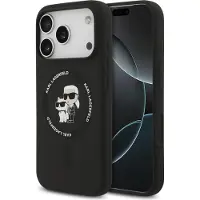 Karl Lagerfeld - Silicone Ring MagSafe (KLHMP17MSCMKCRHK) - iPhone 17 Air - Black Karl&Choupette (Apple iPhone 17), Coque pour téléphone portable, Noir