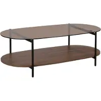 Oviala Table basse moderne ovale L 120 cm en verre marron - Ruby
