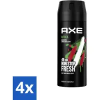 Axe - Déodorant en spray pour le corps - 48h Non Stop Fresh - Africa - Mandarin & Sandalwood - 150 ml - economy pack - 4 pièces