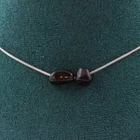 Bijoux Pierres et Minéraux. Collier 2 perles Hypersthène d'Égypte. Chaine en acier inoxydable Collier femmes, hommes. Taille personnalisab