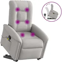 vidaXL Fauteuil de massage avec releveur Gris nuage Tissu