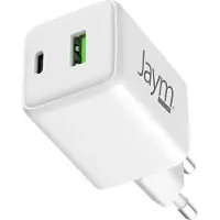 Jaym , Adaptateur secteur compact GaN 30W USB-C PD + 18W USB-A QuickCharge, blanc