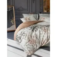 L'essentiel Maison , ensemble housse de couette King en satin (FR), feuille - gris, 100 % satin de coton, gris, 240 x 220 cm