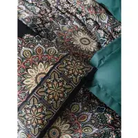 L'essentiel Maison , Ornate - pétrole, essence, ensemble housse de couette en satin king (FR), 100 % satin de coton, 240 x 220 cm