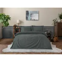 L'essentiel Maison , Elegant - Anthracite, Anthracite, ensemble housse de couette en satin King (FR), 100 % satin de coton, 240 x 220 cm
