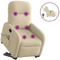 vidaXL Fauteuil de massage électrique avec releveur Crème Tissu