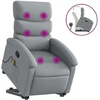 vidaXL Fauteuil de massage avec releveur Gris clair Tissu