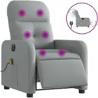 vidaXL Fauteuil de massage inclinable électriquement Tissu gris clair