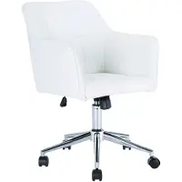 SVITA JAKE Chaise de bureau avec accoudoirs Réglable en hauteur Chaise pivotante avec roulettes Similicuir blanc