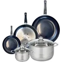 Elo Ensemble de 3 Poêles de cuisson 20, 28 et 32 cm et 2 faitouts 14 et 24 cm Prima Brillant
