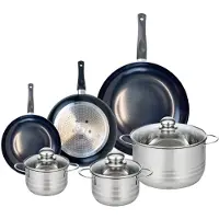 Elo Ensemble de 3 Poêles de cuisson 20, 24 et 32 cm et 3 faitouts 14, 16 et 24 cm Prima Brillant