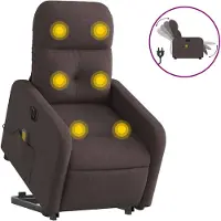 vidaXL Fauteuil de massage électrique avec releveur Tissu marron foncé