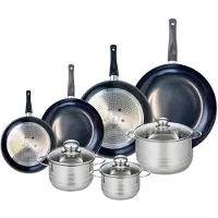 Elo Ensemble de 4 Poêles de cuisson 20, 24, 28 et 32 cm et 3 faitouts 14, 16 et 20 cm Prima Brillant