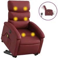 vidaXL Fauteuil de massage avec releveur électrique vin rouge similicuir