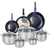 Elo Ensemble de 3 Poêles de cuisson 20, 24 et 28 cm et 5 faitouts 12, 14, 16, 20 et 24 cm Prima Brillant