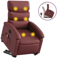 vidaXL Fauteuil de massage avec releveur vin rouge similicuir