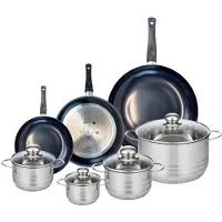 Elo Ensemble de 3 Poêles de cuisson 20, 24 et 32 cm et 4 faitouts 12, 14, 16 et 24 cm Prima Brillant