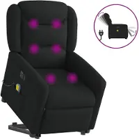 vidaXL Fauteuil de massage électrique avec releveur Noir Tissu