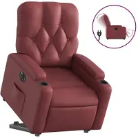 vidaXL Fauteuil relax releveur électrique vin rouge similicuir