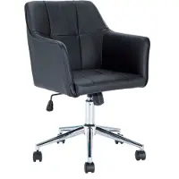 SVITA JAKE Chaise de bureau avec accoudoirs Réglable en hauteur Chaise pivotante avec roulettes Similicuir noir