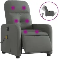 vidaXL Fauteuil de massage électrique Tissu gris foncé
