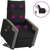 vidaXL Fauteuil de massage électrique avec releveur Noir Tissu