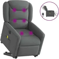 vidaXL Fauteuil de massage électrique avec releveur Tissu gris foncé