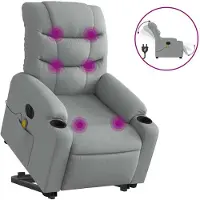 vidaXL Fauteuil de massage électrique avec releveur Tissu gris clair