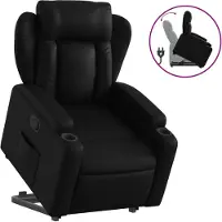 vidaXL Fauteuil relax avec releveur Noir Similicuir