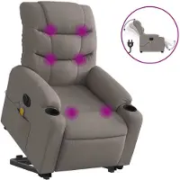vidaXL Fauteuil de massage électrique avec releveur Taupe Tissu