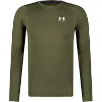 Under Armour T-shirt à manches longues HeatGear Compression homme, Marine OD Green / Blanc, Small