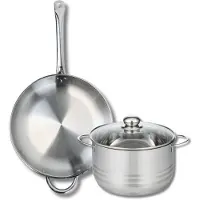 Elo Ensemble de 1 Poêle de cuisson 32 cm et 1 faitout 24 cm Profi Brillant