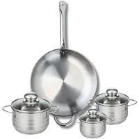 Elo Ensemble de 1 Poêle de cuisson 32 cm et 3 faitouts 12, 14 et 16 cm Profi Brillant