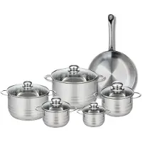 Elo Ensemble de 1 Poêle de cuisson 28 cm et 5 faitouts 12, 14, 16, 20 et 24 cm Profi Brillant