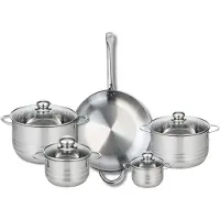 Elo Ensemble de 1 Poêle de cuisson 32 cm et 4 faitouts 14, 16, 20 et 24 cm Profi Brillant