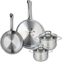 Elo Ensemble de 2 Poêles de cuisson 24 et 28 cm et 2 faitouts 14 et 16 cm Profi Brillant