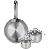 Elo Ensemble de 1 Poêle de cuisson 28 cm et 2 faitouts 12 et 14 cm Profi Brillant