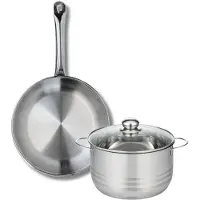 Elo Ensemble de 1 Poêle de cuisson 28 cm et 1 faitout 20 cm Profi Brillant