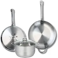 Elo Ensemble de 2 Poêles de cuisson 28 et 32 cm et 1 faitout 20 cm Profi Brillant