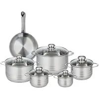 Elo Ensemble de 1 Poêle de cuisson 24 cm et 5 faitouts 12, 14, 16, 20 et 24 cm Profi Brillant