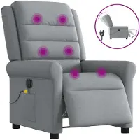 vidaXL Fauteuil de massage électrique Tissu gris clair